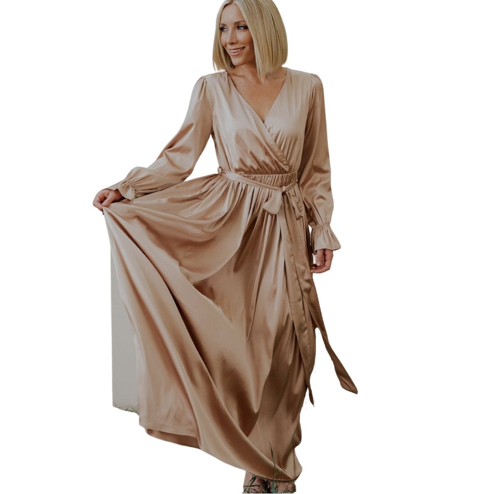 Baltic Born Holly Satin Maxi Dress in Champagne